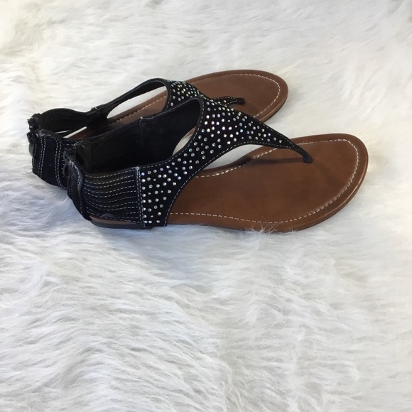 Kali Footwear Black Embellished Flat Thong Sandals - Picture 2 of 6